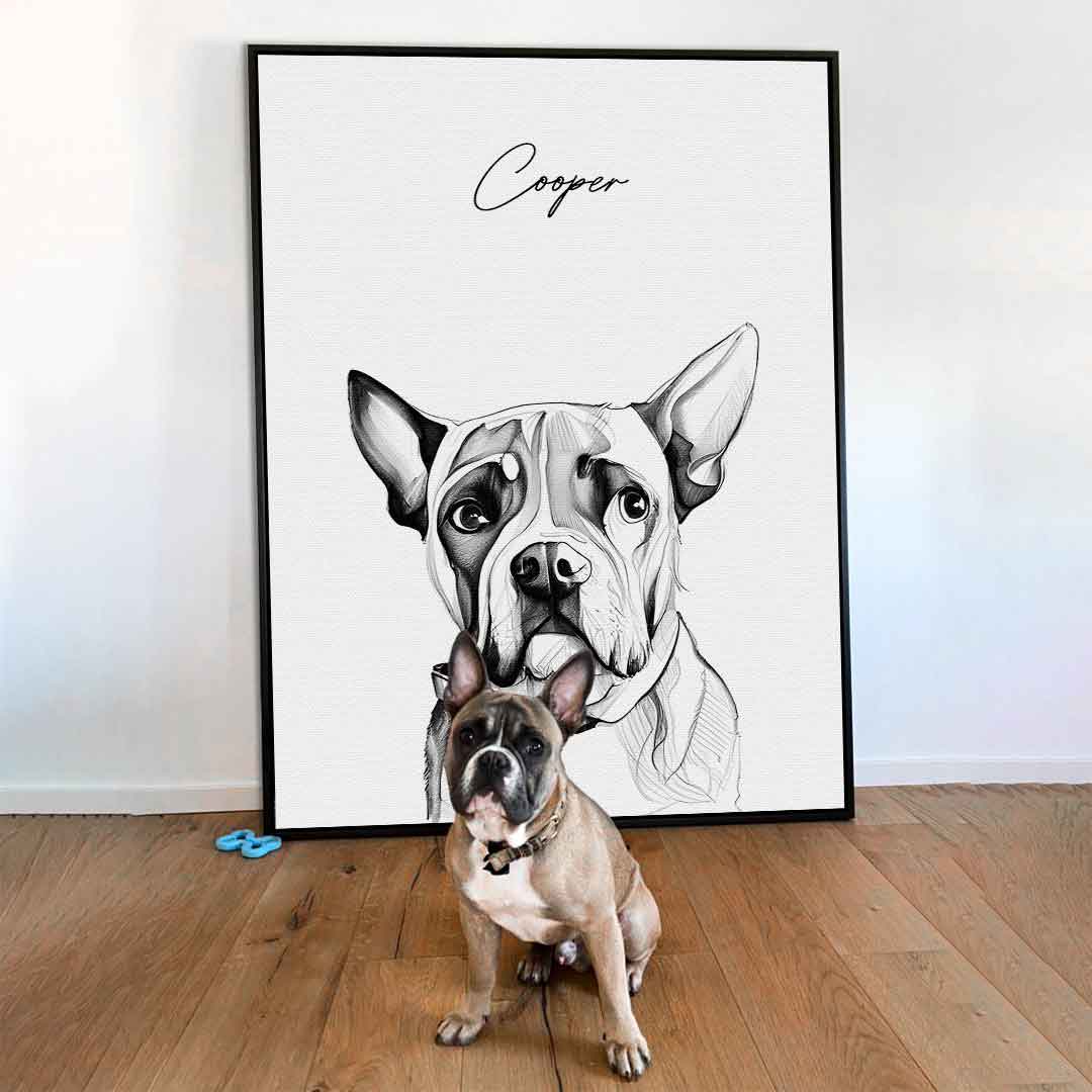 Bleing pencil drawing pet portrait personalized