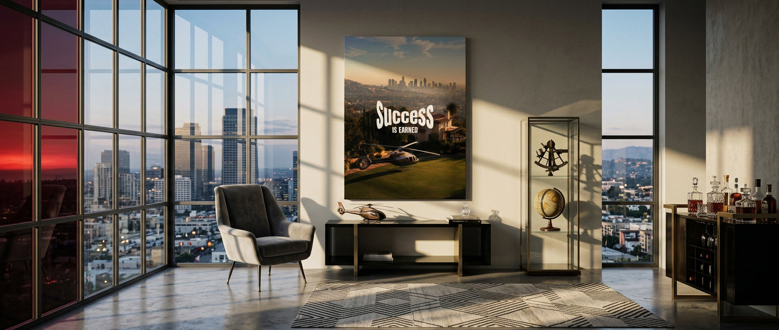 DOTCOMCANVAS Success is Earned Leinwandbild Website Banner