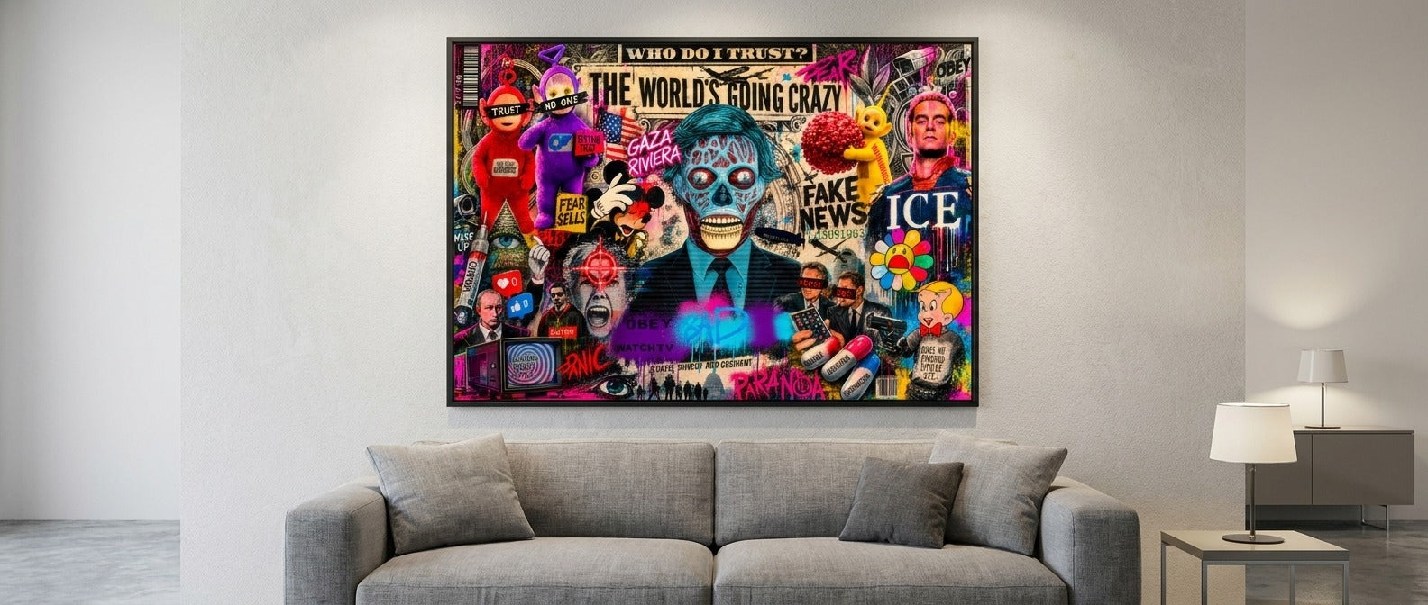 DOTCOMCANVAS THE WORLD IS GOING CRAZY Banner