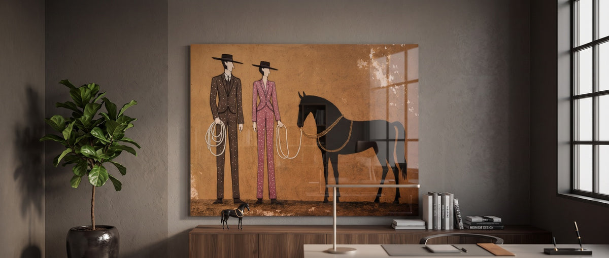 Acrylglasbild Cowboy & Horse Website Banner
