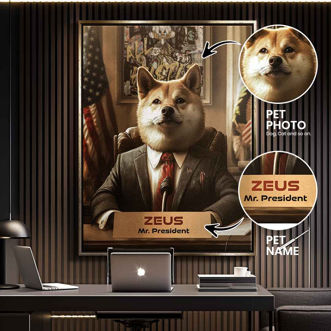 "President" Haustier Portrait - Personalisierbar