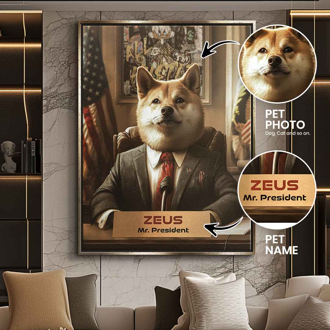 "President" Haustier Portrait - Personalisierbar