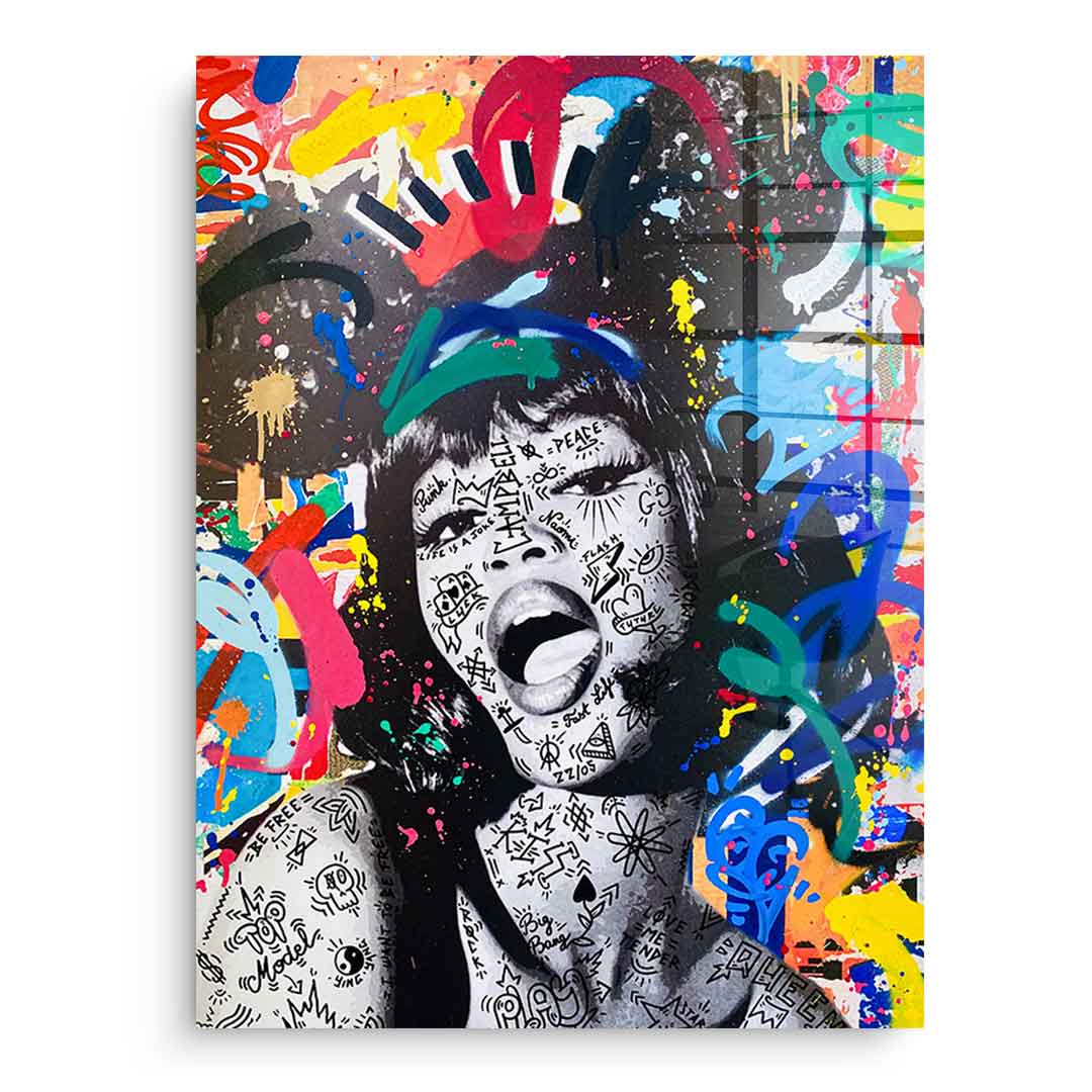 Tableau Pop Art XXL Sur Acrylique - Fille Bubble - Décoration Salon