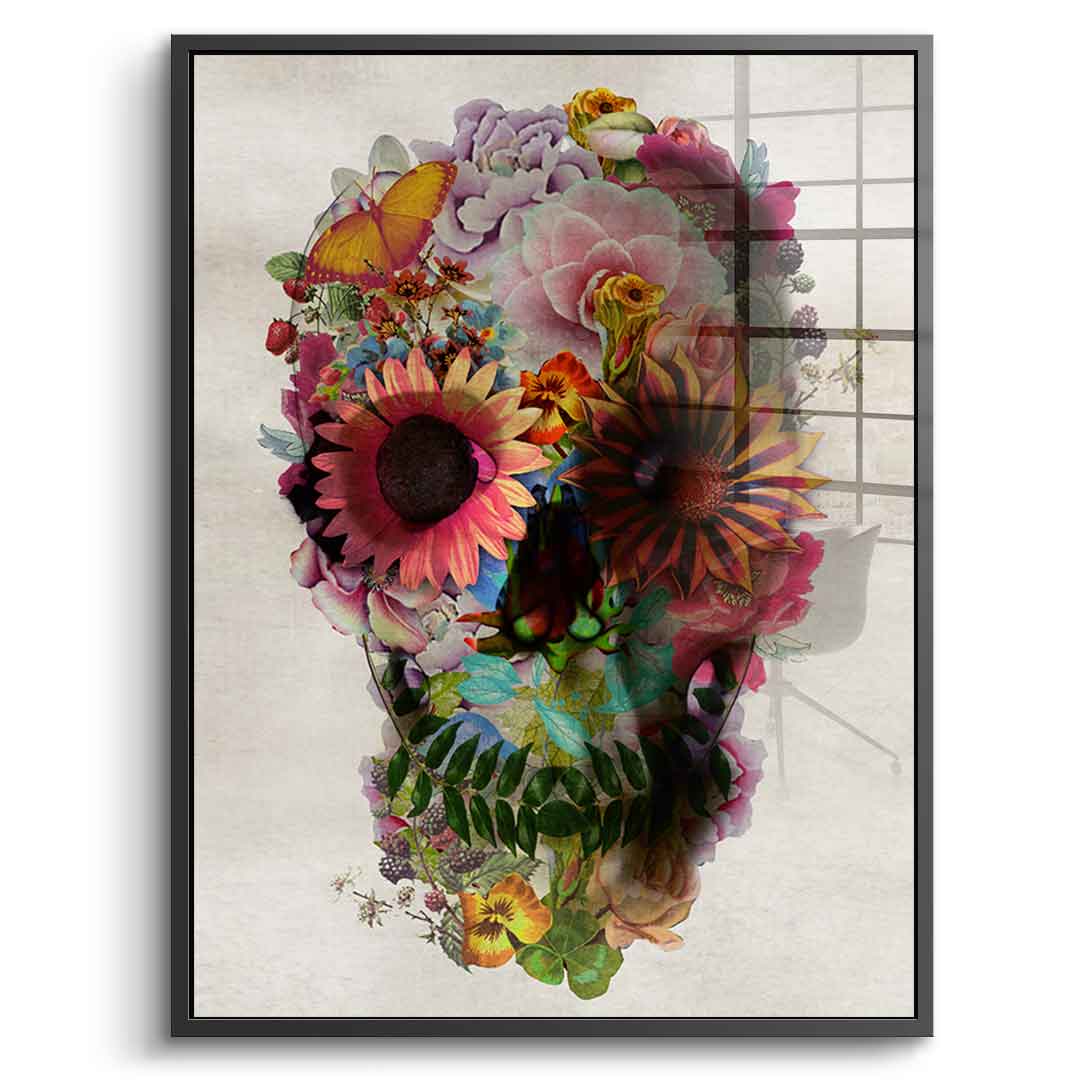 Flower Skull 2 - Acrylglas
