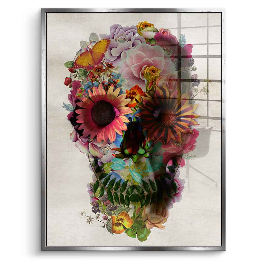 Flower Skull 2 - Acrylglas
