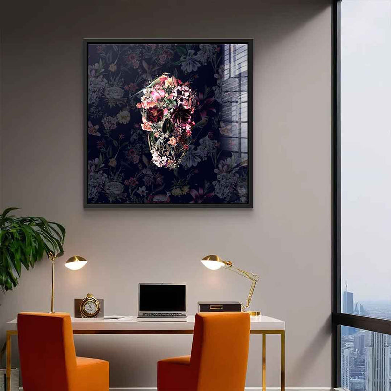 Flowers Skull - Acrylglas