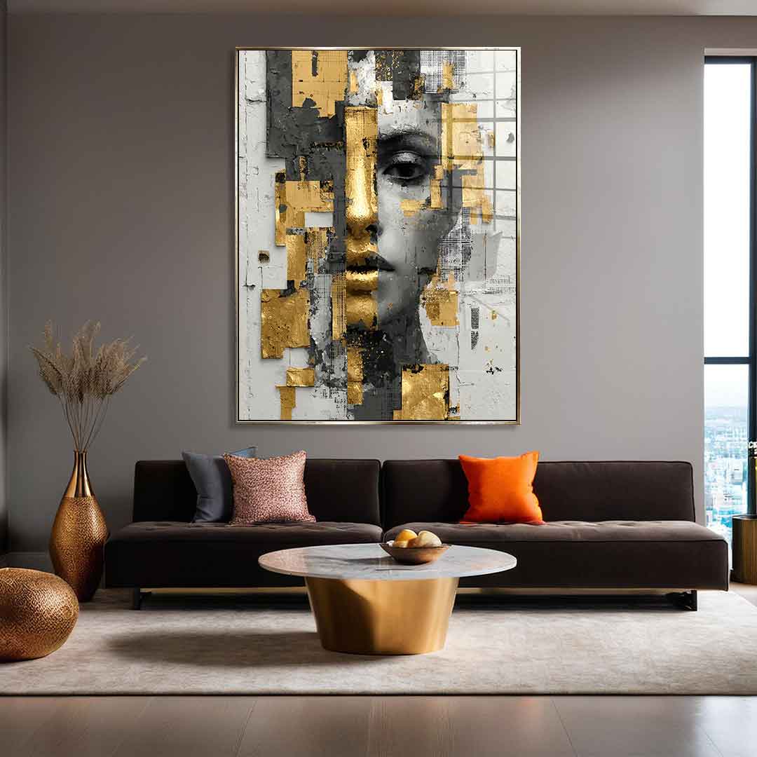 Gold White Half Face - Acrylglas