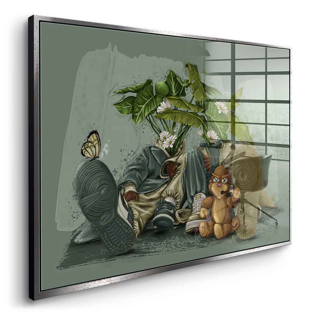 Green Flower Couple - Acrylglas