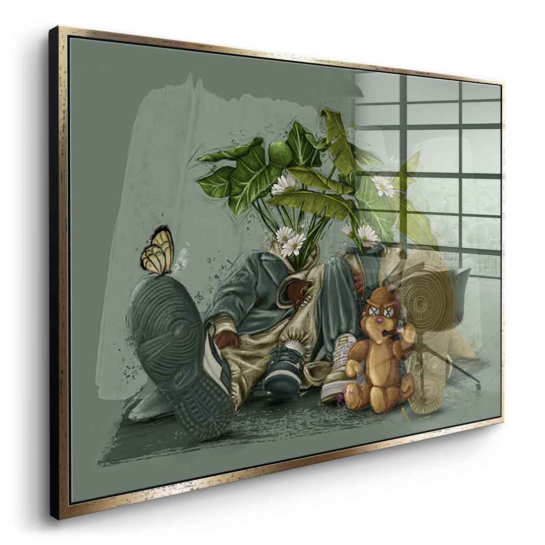 Green Flower Couple - Acrylglas