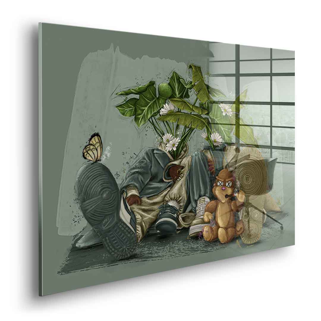 Green Flower Couple - Acrylglas