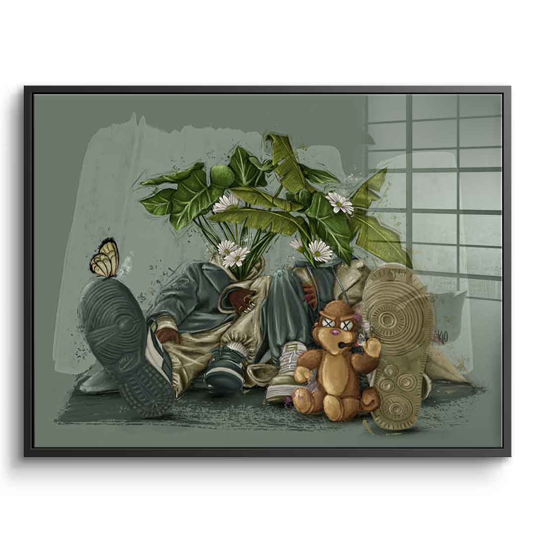 Green Flower Couple - Acrylglas