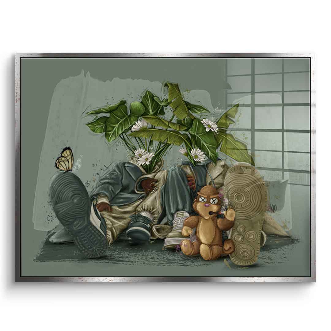 Green Flower Couple - Acrylglas