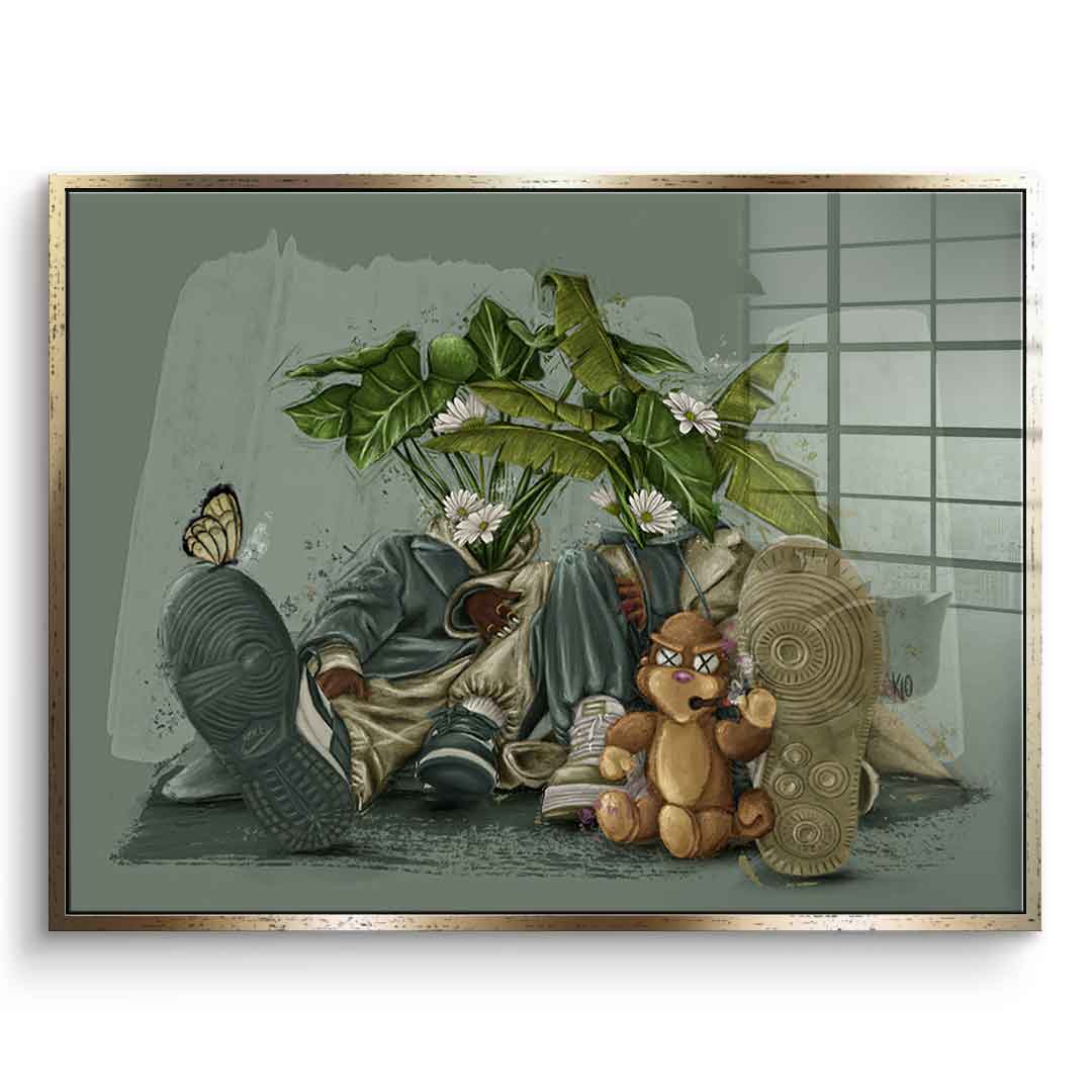 Green Flower Couple - Acrylglas