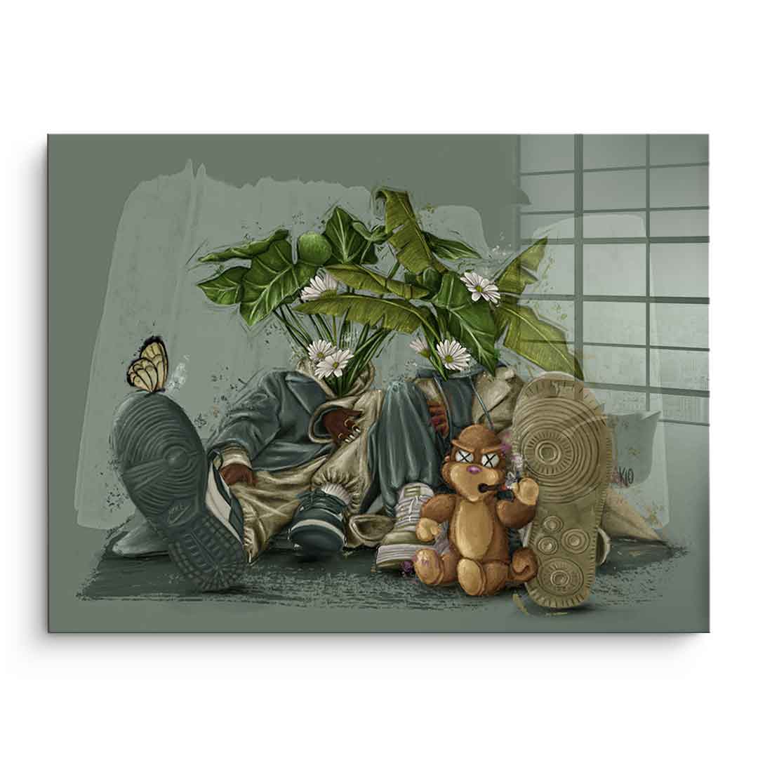 Green Flower Couple - Acrylglas