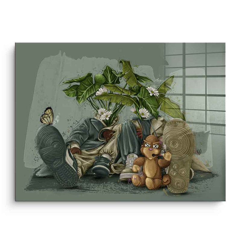 Green Flower Couple - Acrylglas