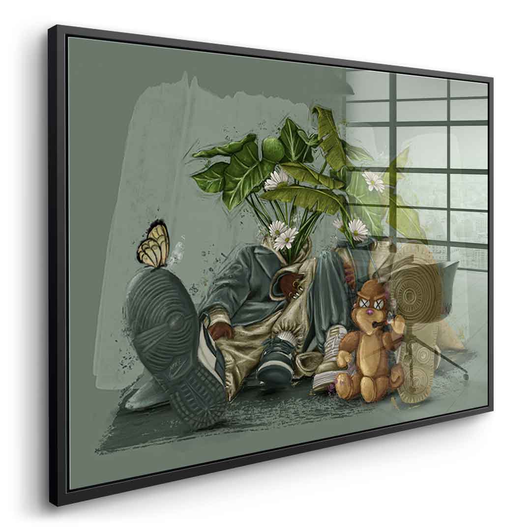 Green Flower Couple - Acrylglas