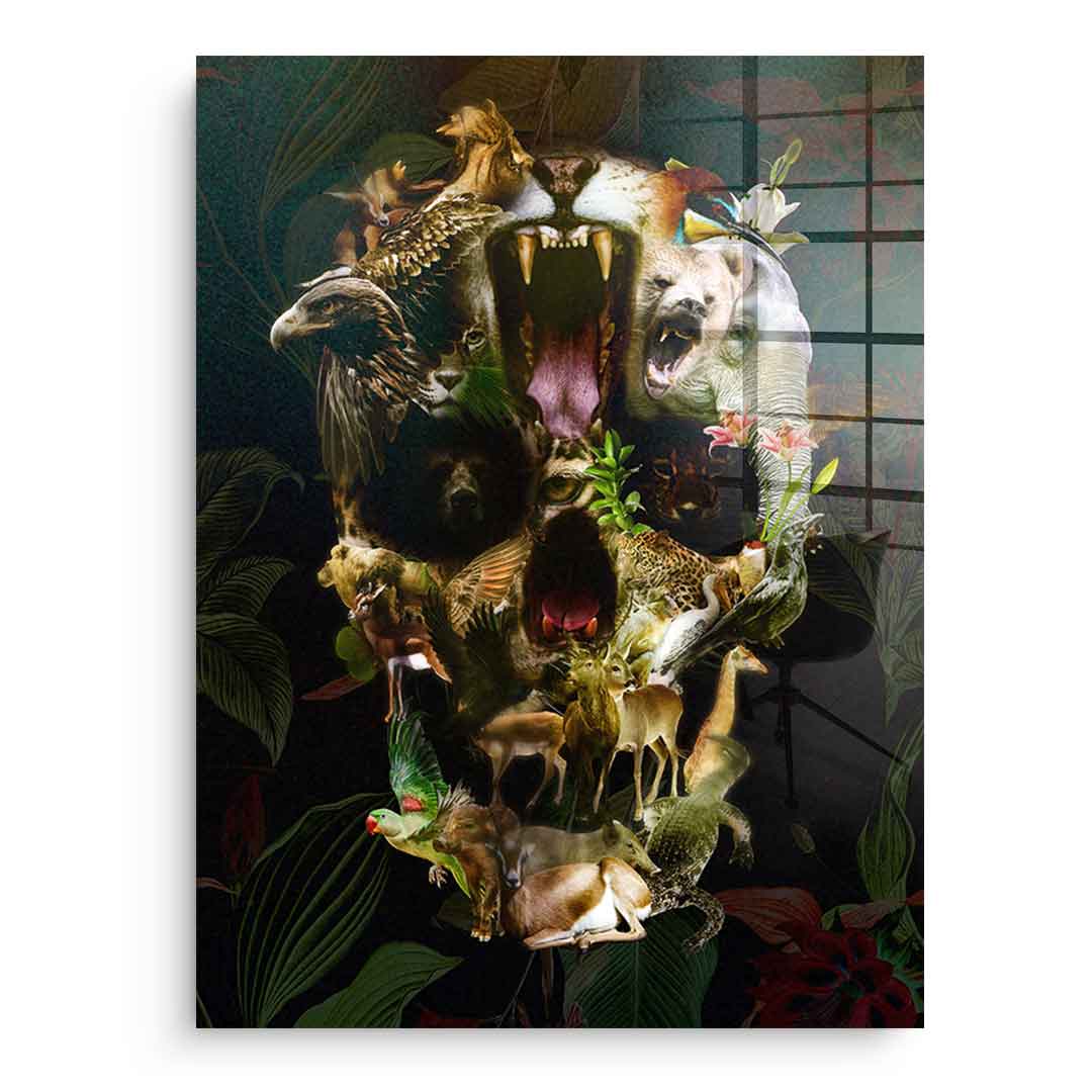 LEINWAND BILD XXL – POP ART SKULL TOTENKOPF SPLASH BUNT ABSTRAKT – WAND POSTER