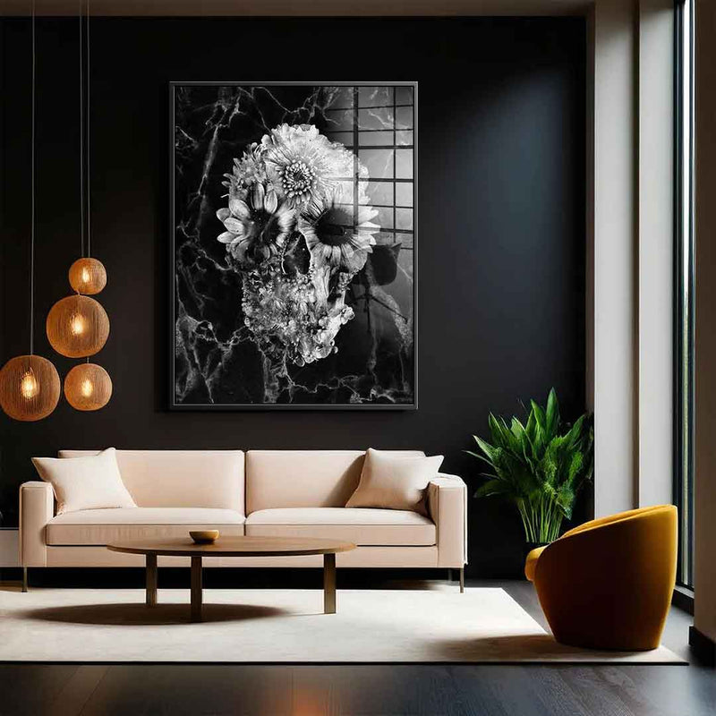 Marble Floral Skull - Acrylglas