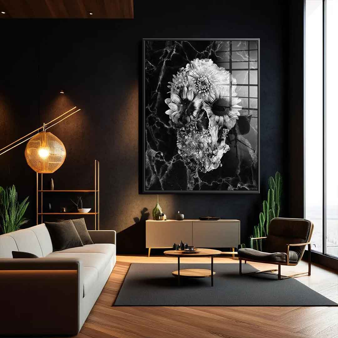 Marble Floral Skull - Acrylglas