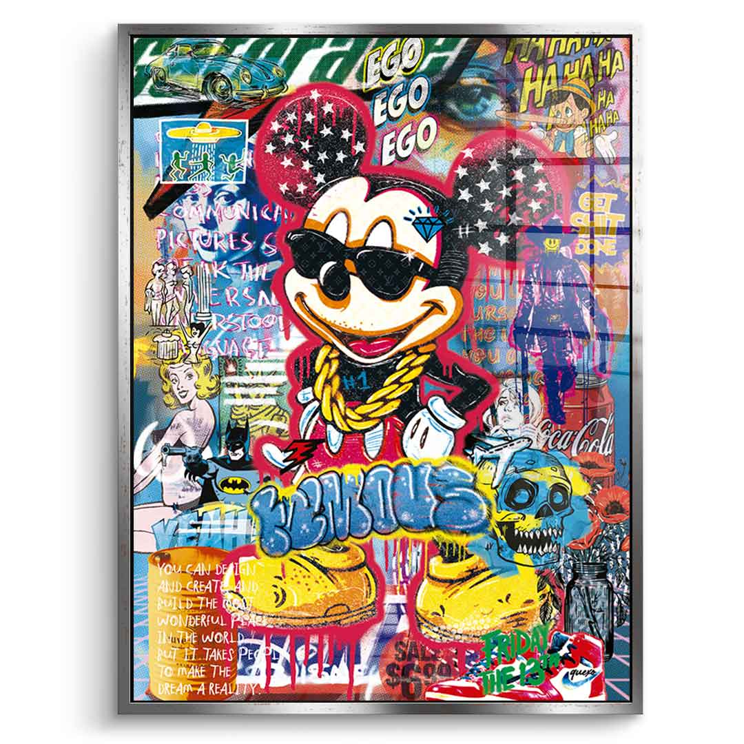 Mickey gold chain - Acrylglas