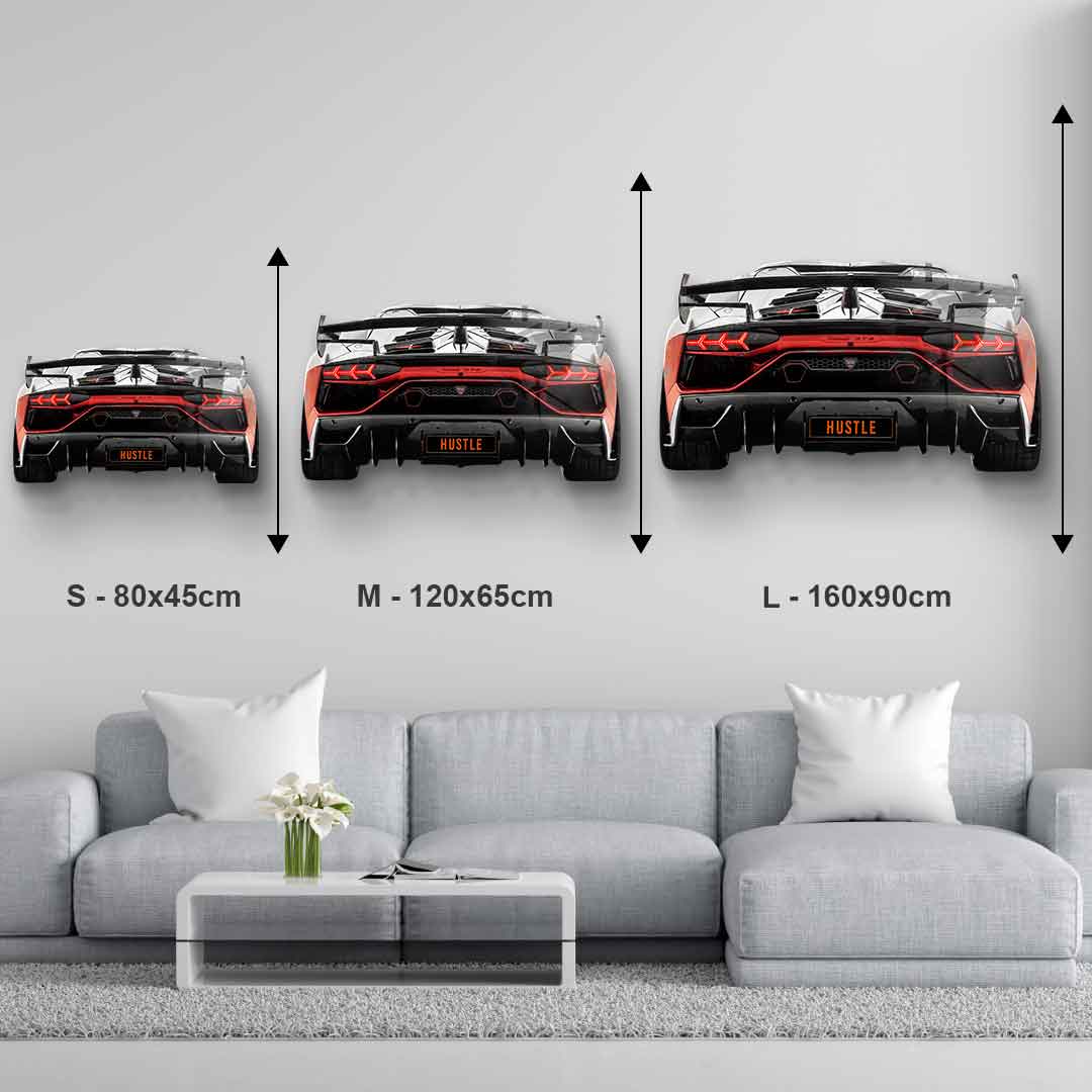 Wall sculpture lambo backside - acrylic glass