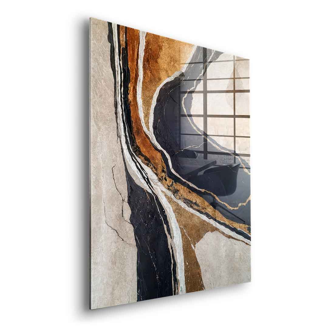 Textured Earth in Black and Gold - Acrylic glass