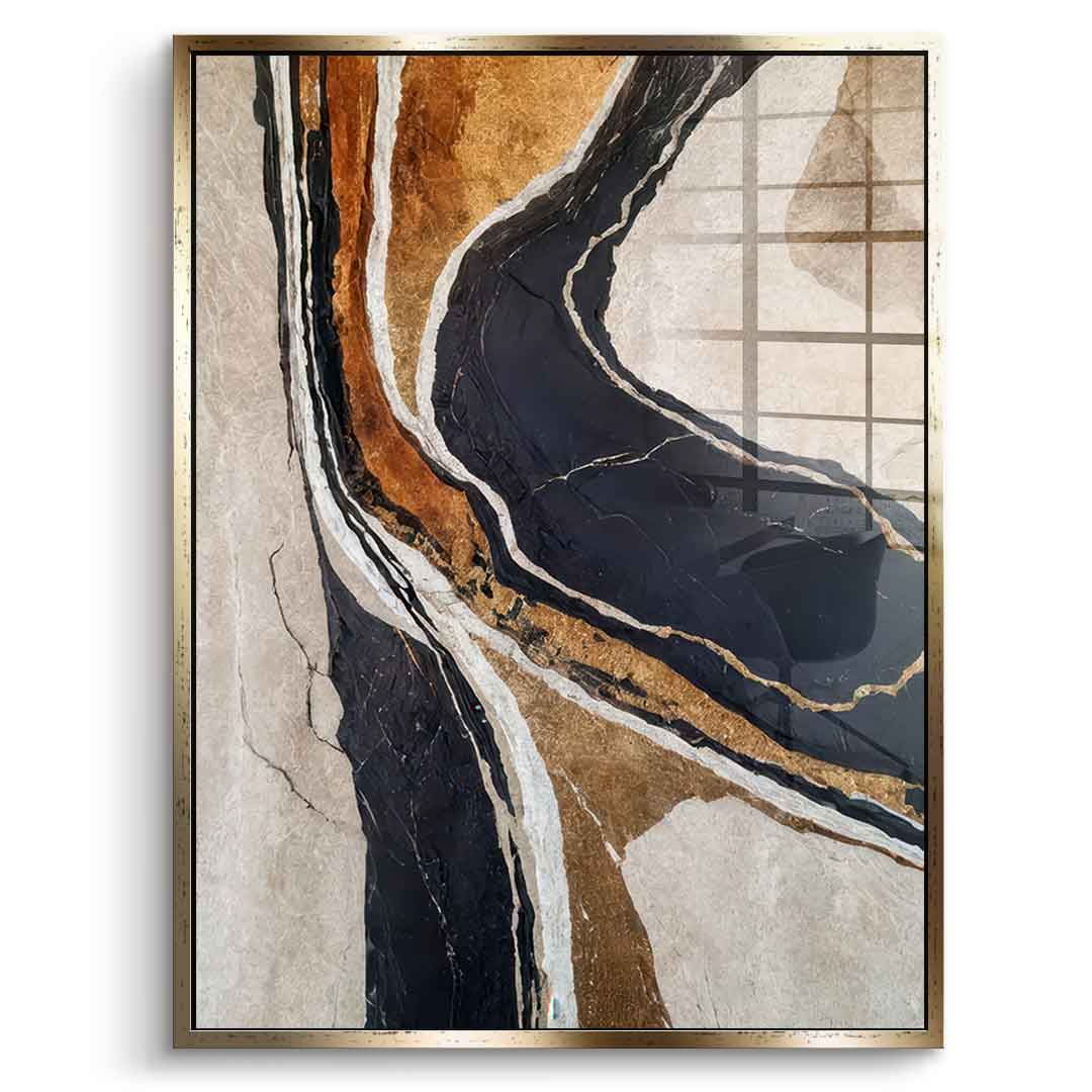 Textured Earth in Black and Gold - Acrylic glass