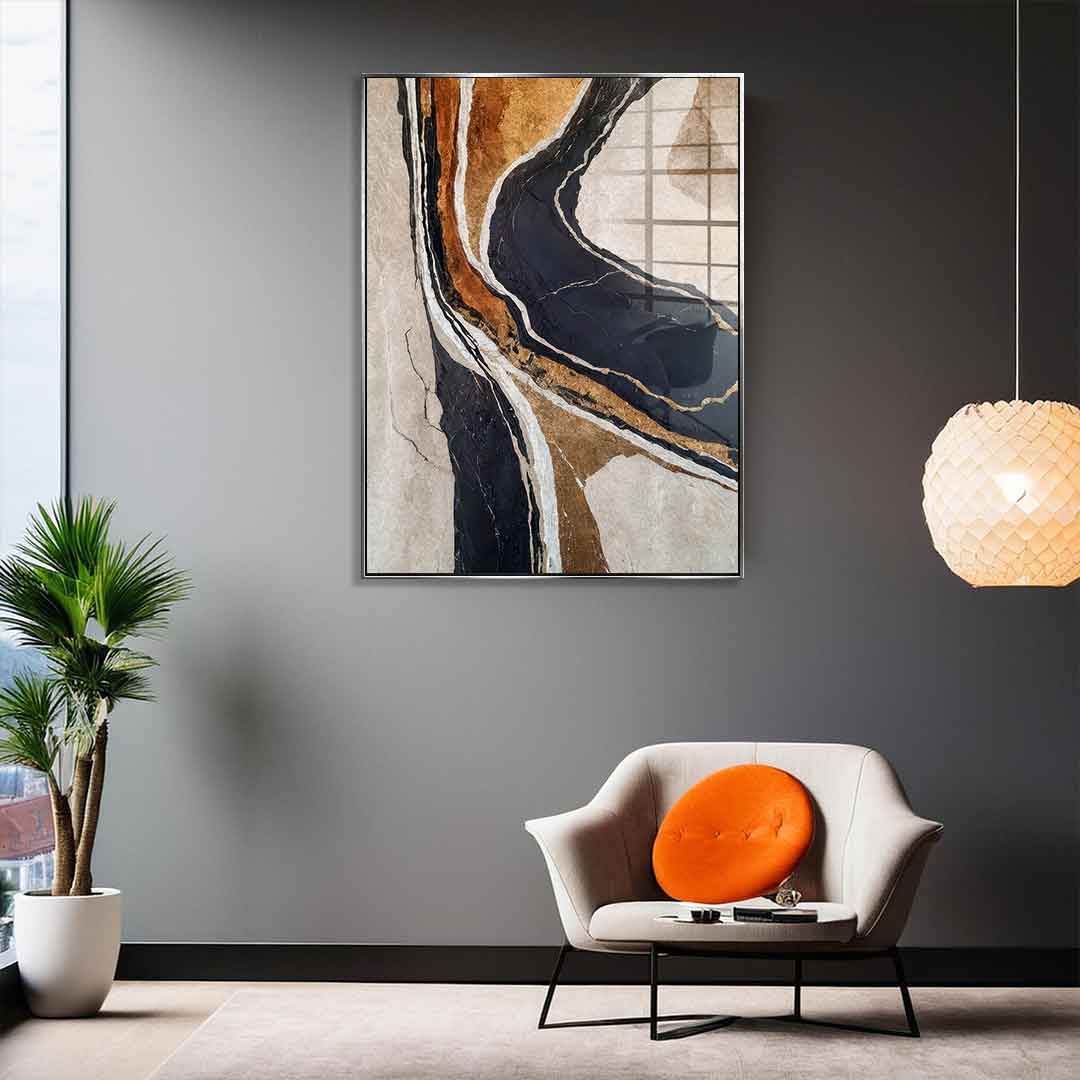 Textured Earth in Black and Gold - Acrylic glass