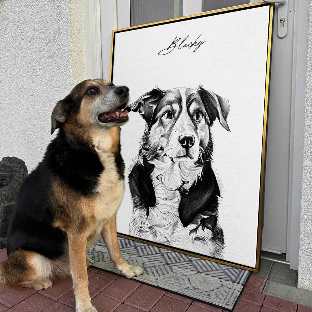 Bleing pencil drawing pet portrait personalized