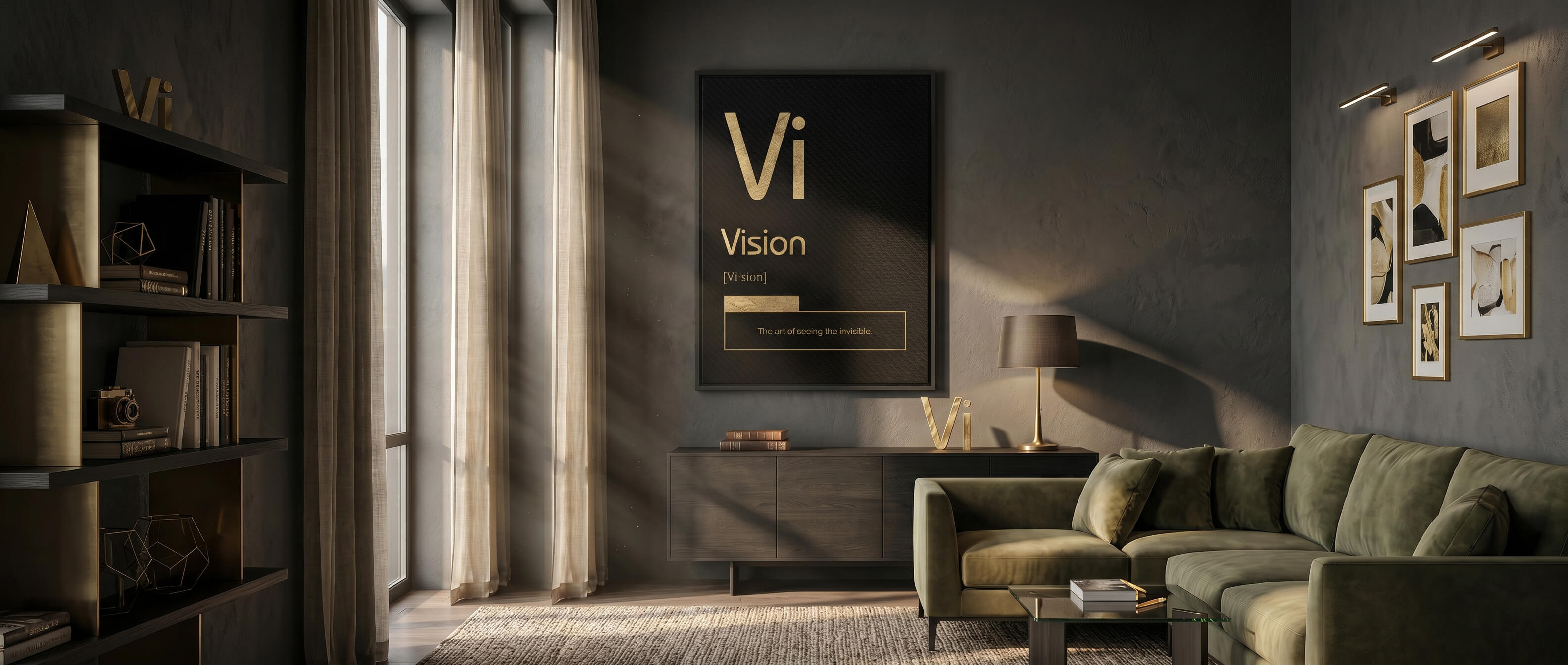 DOTCOMCANVAS® Vision (Vi) Leinwandbild Schwarz – Banner