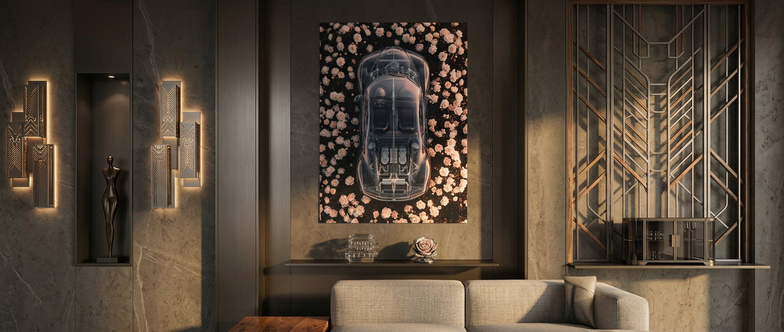 DOTCOMCANVAS® Bugatti in flowers Poster – Banner