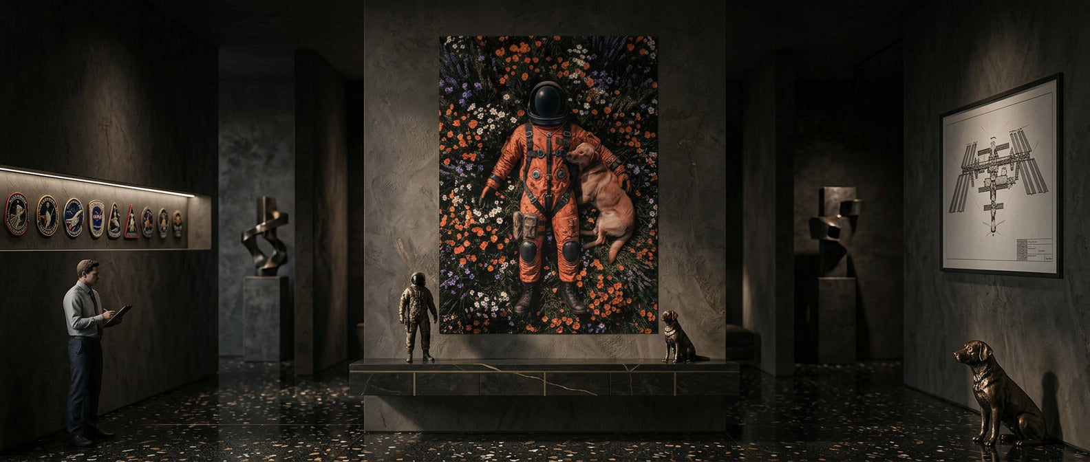 DOTCOMCANVAS® Astronaut's Loyal Companion Poster – Banner