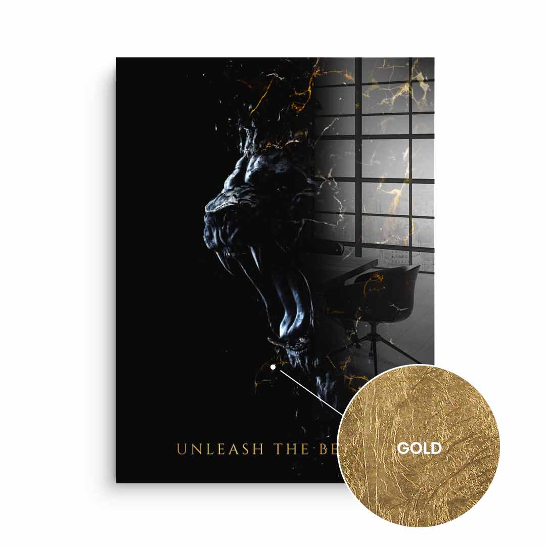 Abstract Lion - gold leaf