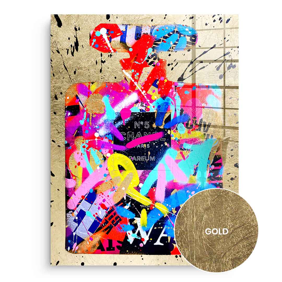 Gold Leaf Art Chanel N 5 FRAGRANCE Pop Art Wall Art Art print