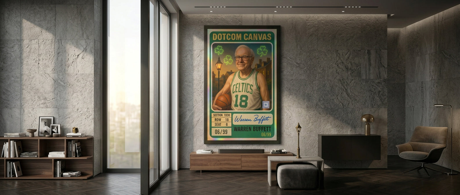 DOTCOMCANVAS Warren Buffett Basketball Card Leinwand Banner