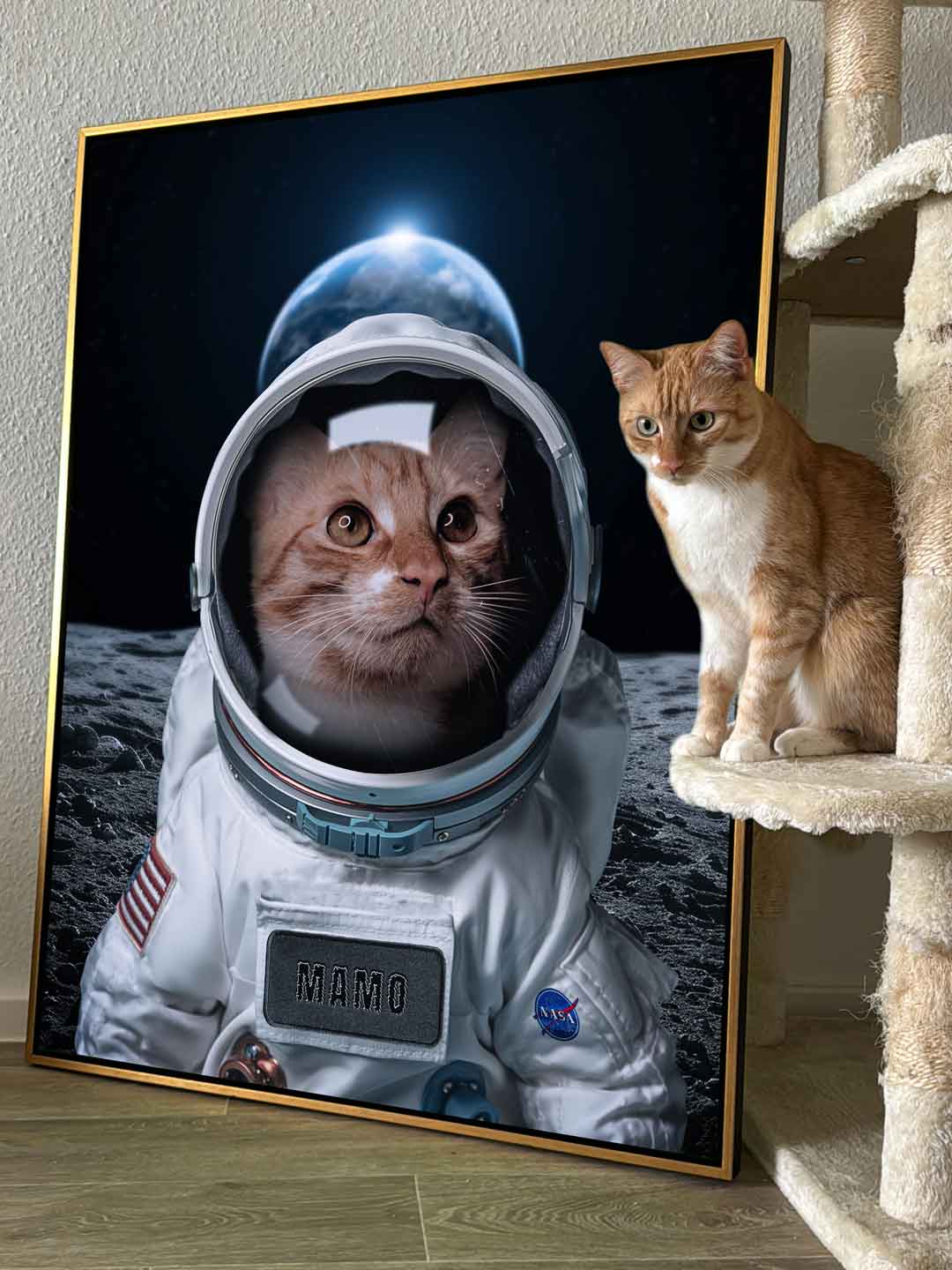 Astronaut pet portrait can be personalized