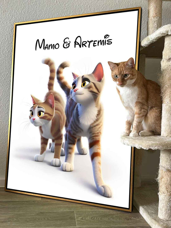 Cartoon pet portrait can be personalized
