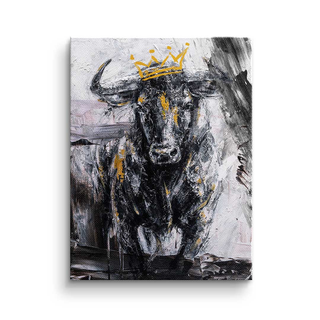 schwarz Leinwandbild Bull abstrakt King Stier weiß