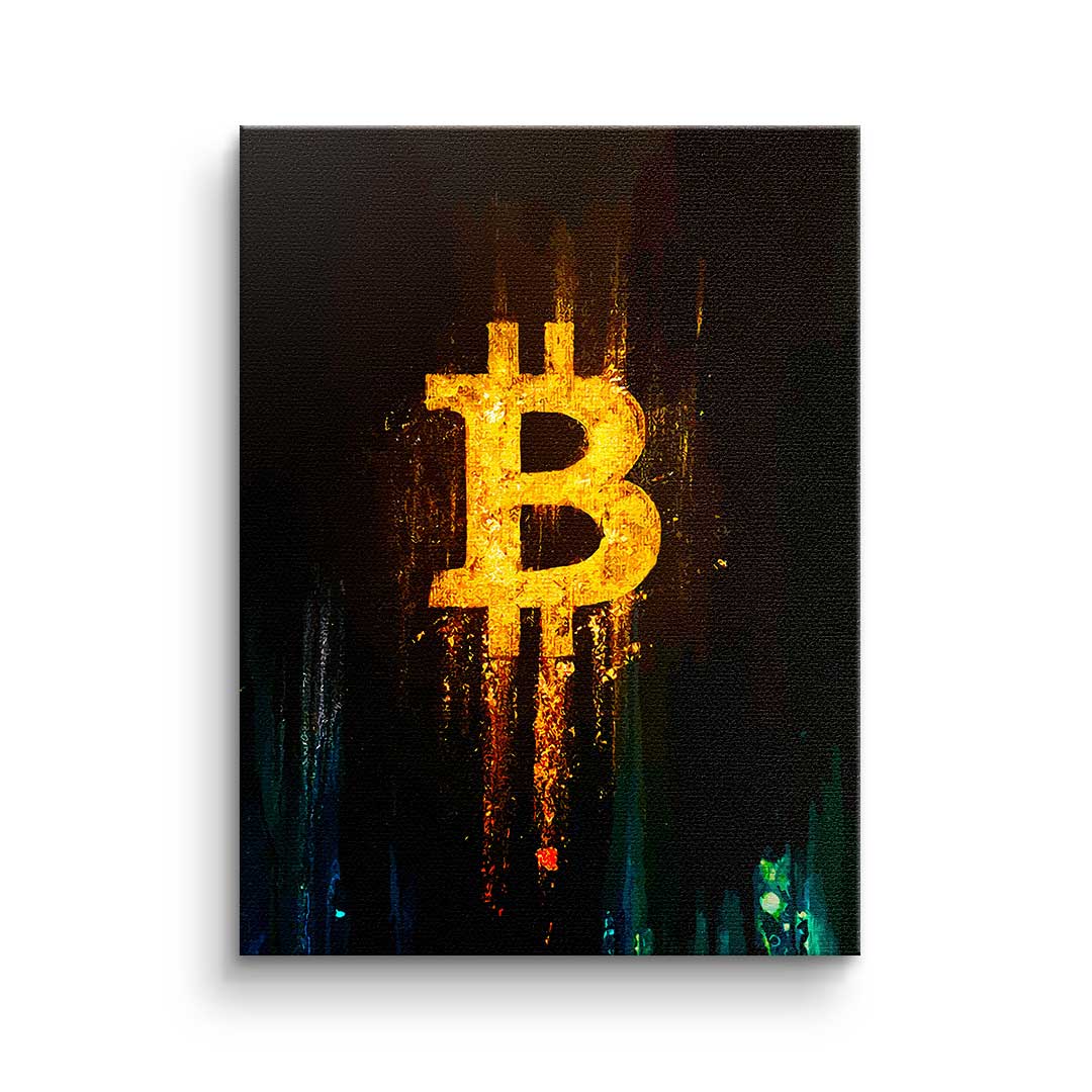 Leinwandbild GLOWING BITCOIN krypto Wandbild Kunstdruck