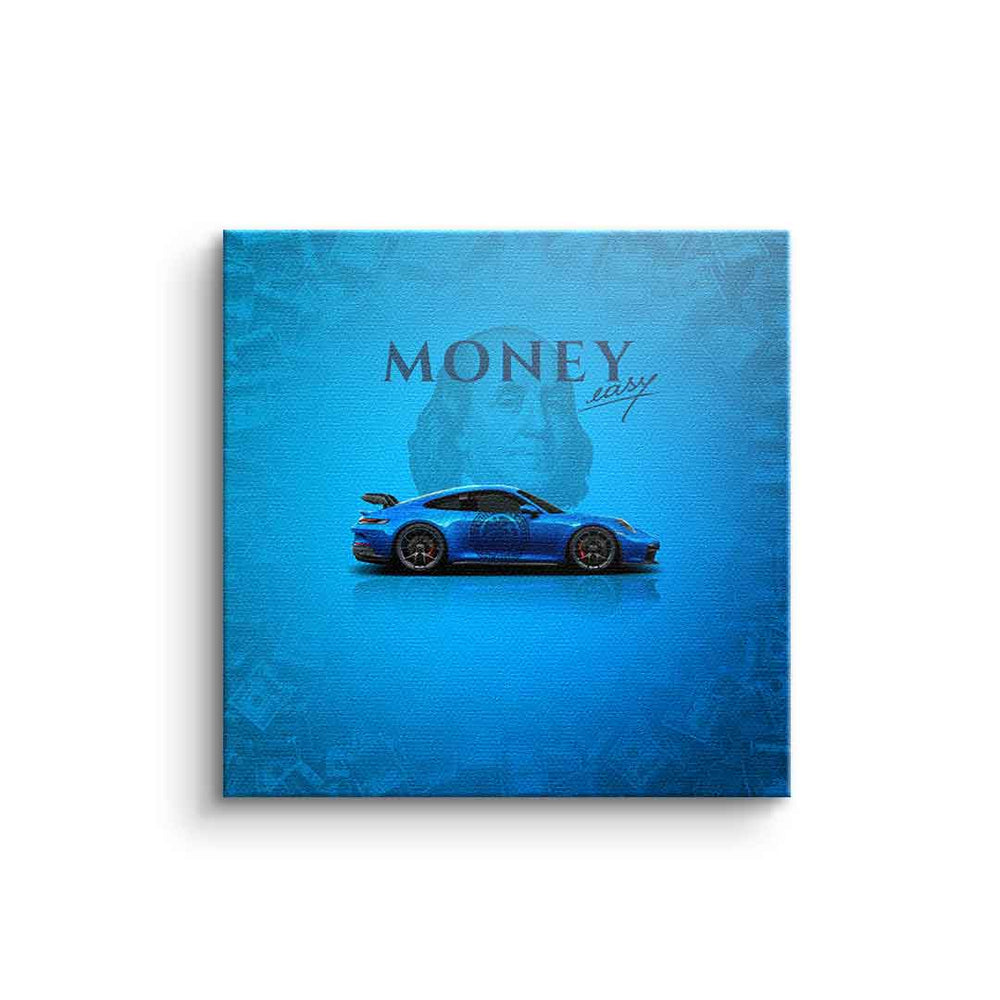 Money easy Blue als Leinwandbild – Motivationsbild von DOTCOMCANVAS®