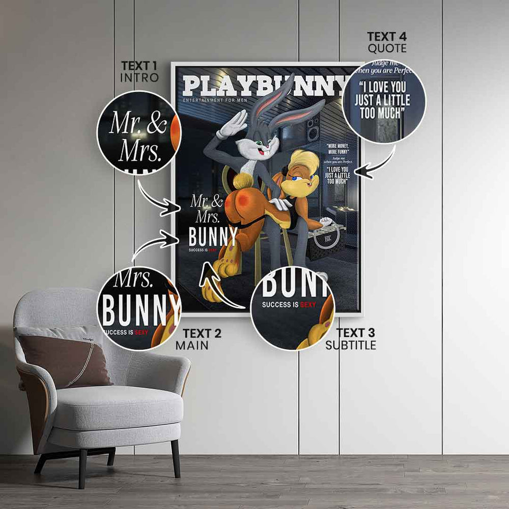 Playbunny Personalisierbar Leinwandbild – Ansicht 3