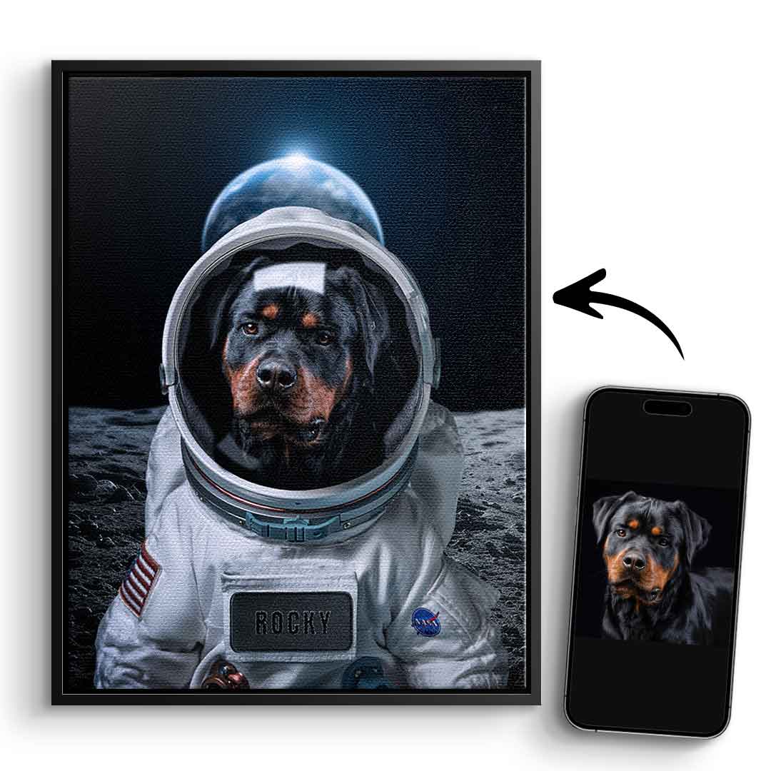 Astronaut Haustier Portrait Personalisierbar