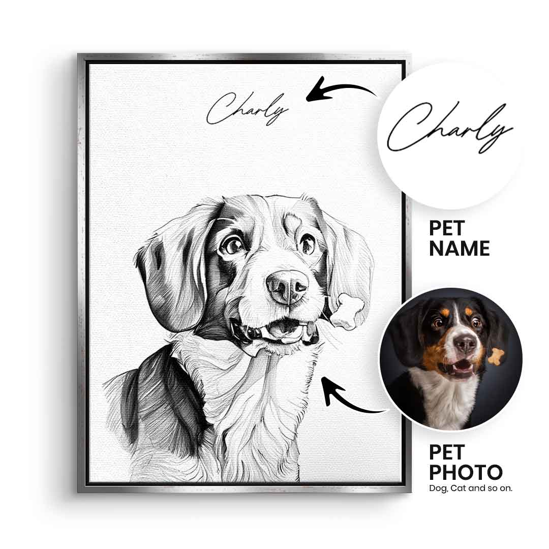 Bleing pencil drawing pet portrait personalized
