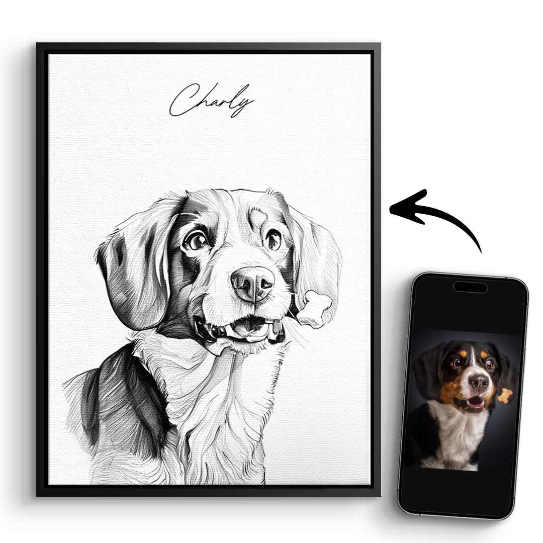 Bleing pencil drawing pet portrait personalized