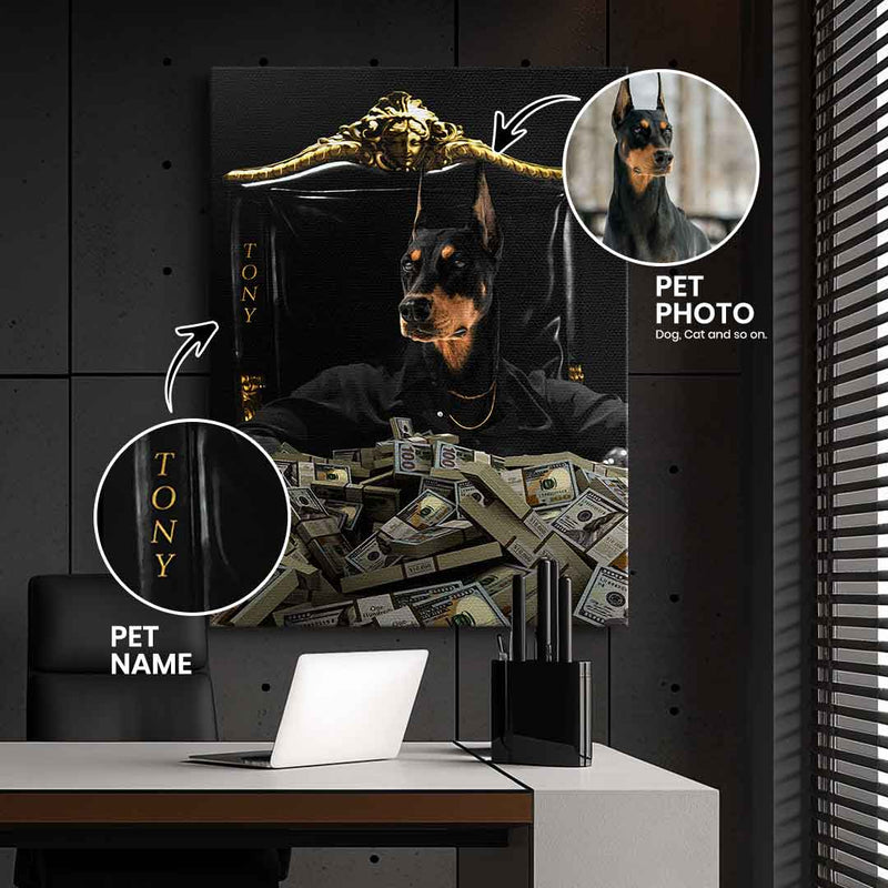 Scarface pet portrait can be personalized