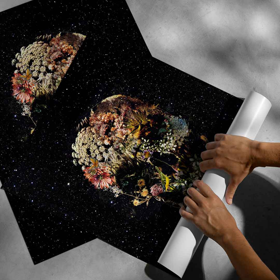 Black Flower Skull - poster