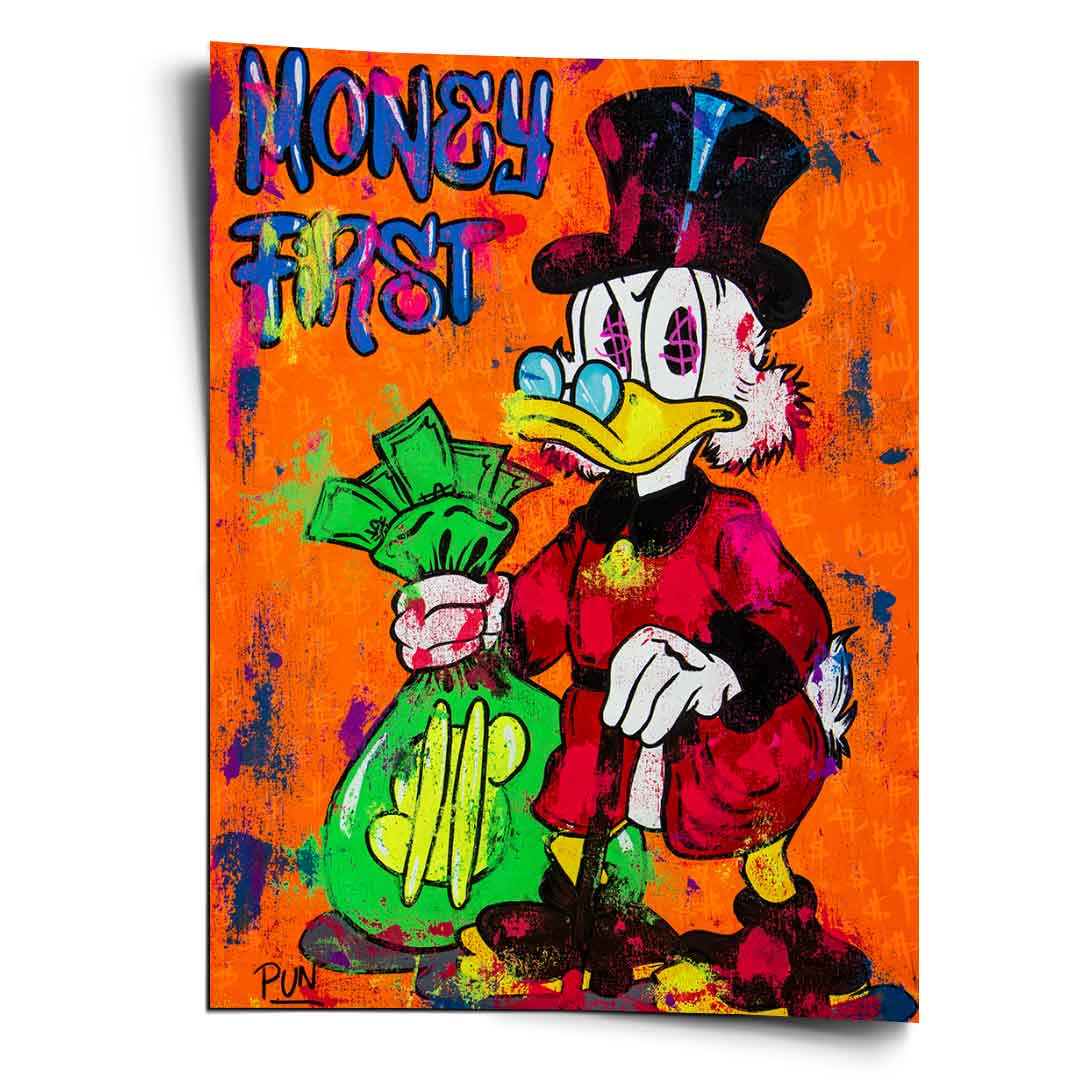 poster-money-first-dagobert-duck-comic-cartoon-kunstdruck-wandbild