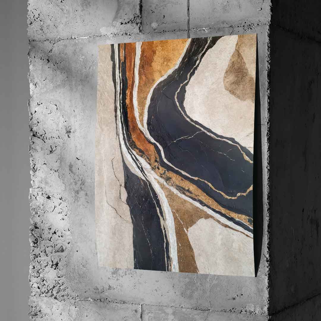 Textured Earth in Black and Gold - Poster