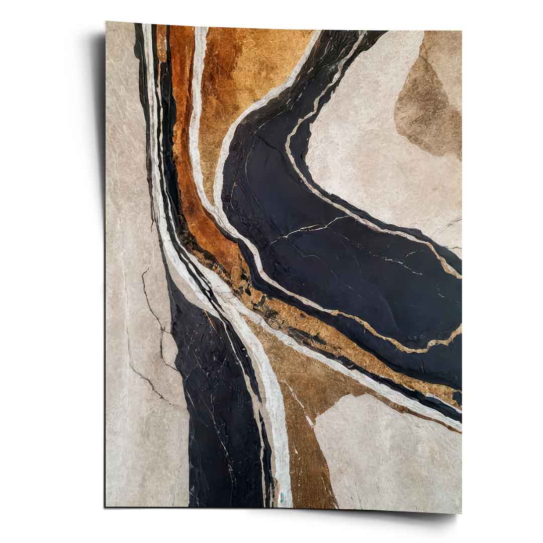 Textured Earth in Black and Gold - Poster