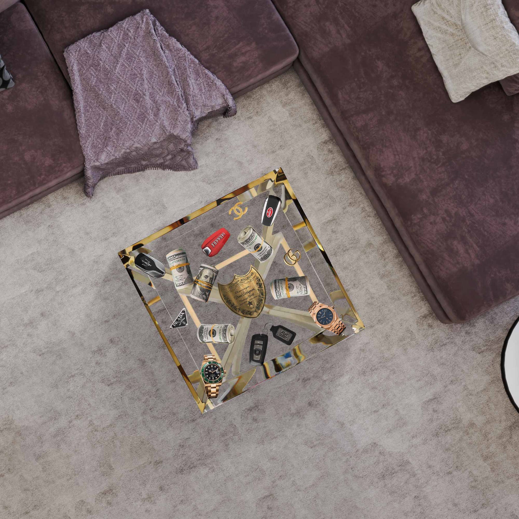 Save Water Drink Champagne Epoxide Table